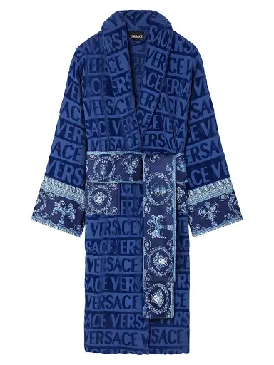 Versace Men's I Heart Baroque Cotton Terry Bathrobe - Sodalite Blue - Size XL | Thumbnail 1 Versace Men's I Heart Baroque Cotton Terry Bathrobe - Sodalite Blue - Size XL | Thumbnail 1