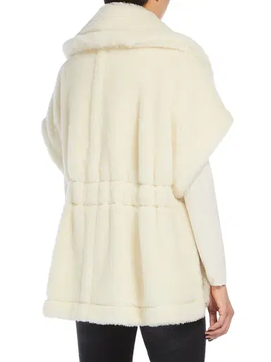 Max Mara Women's Cape in Alpaca and Wool Teddy Fabric - Optical White - Size Medium | Thumbnail 3