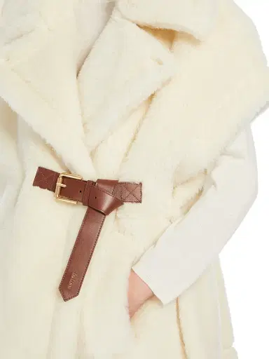 Max Mara Women's Cape in Alpaca and Wool Teddy Fabric - Optical White - Size Medium | Thumbnail 4