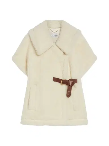 Max Mara Women's Cape in Alpaca and Wool Teddy Fabric - Optical White - Size Medium | Thumbnail 1