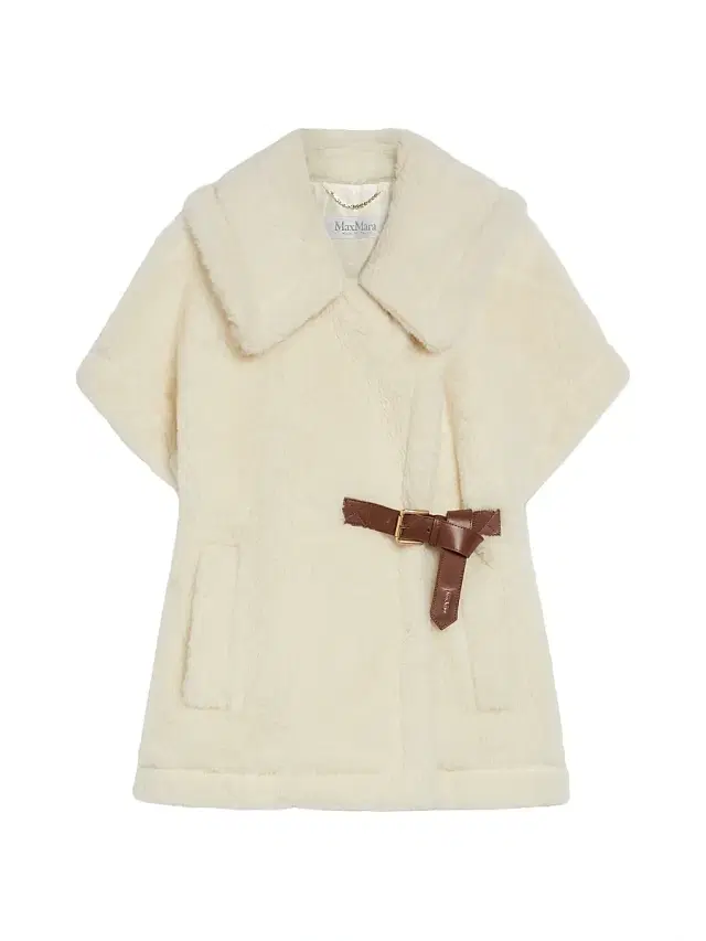 Max Mara Women's Cape in Alpaca and Wool Teddy Fabric - Optical White