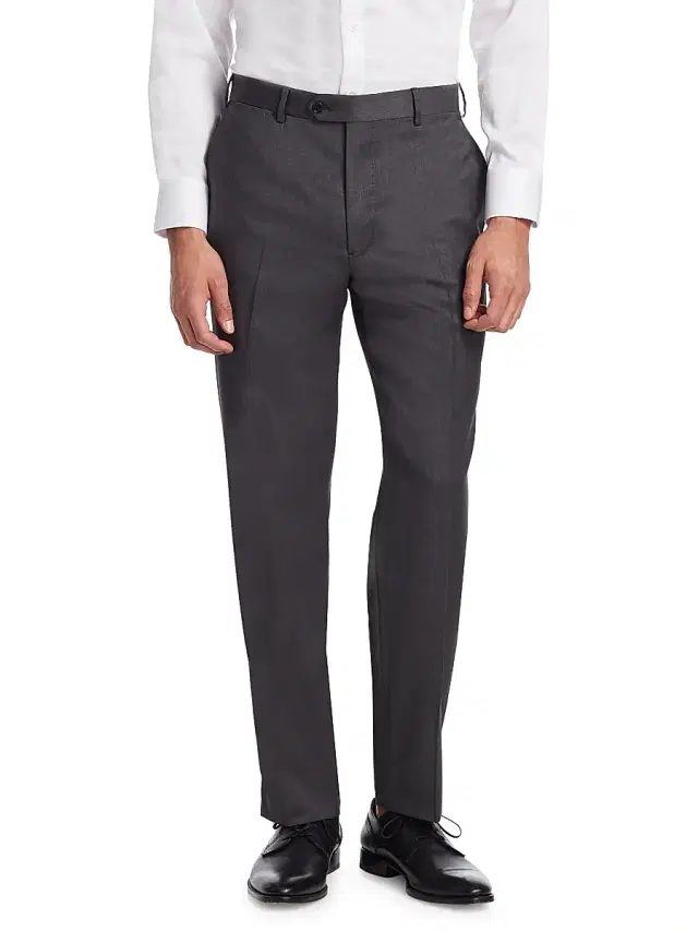 Emporio Armani Men's Navy Wool Trousers - Grey