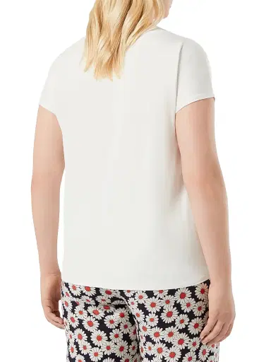 Marina Rinaldi Women's Jersey and Satin T-Shirt - Ivory - Size XXL | Thumbnail 4