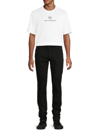 Versace Men's Medusa Embroidered Crewneck T-Shirt - Optical White | Thumbnail 2 Versace Men's Medusa Embroidered Crewneck T-Shirt - Optical White | Thumbnail 2