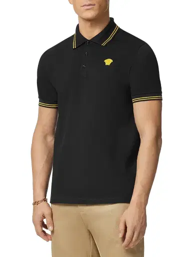 Versace Men's Medusa Pop Piqué Polo - Black - Size XL | Thumbnail 3