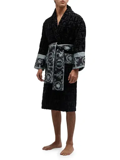 Versace Men's Logo Baroque Bathrobe | Thumbnail 2 Versace Men's Logo Baroque Bathrobe | Thumbnail 2
