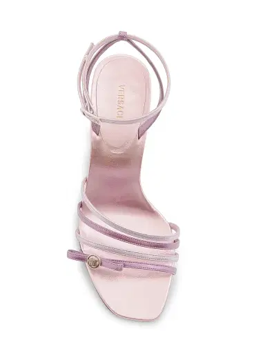 Versace Women's 80MM Leather Sandals - Pink Palladium - Size 11 | Thumbnail 4