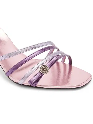 Versace Women's 80MM Leather Sandals - Pink Palladium - Size 11 | Thumbnail 5