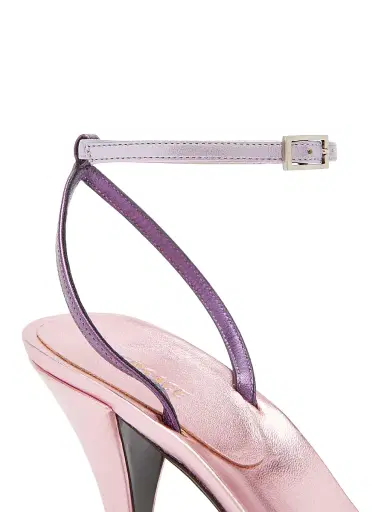 Versace Women's 80MM Leather Sandals - Pink Palladium - Size 11 | Thumbnail 6