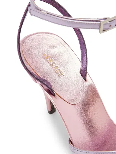 Versace Women's 80MM Leather Sandals - Pink Palladium - Size 11 | Thumbnail 7