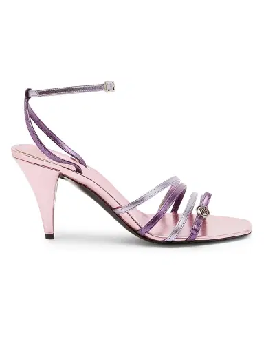 Versace Women's 80MM Leather Sandals - Pink Palladium - Size 11 | Thumbnail 1