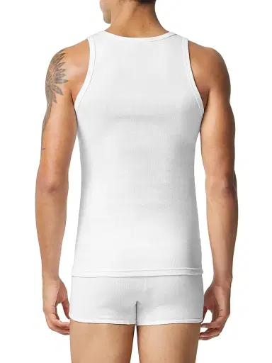Versace Men's Logo Cotton-Blend Tank - Optical White - Size XXL | Thumbnail 3
