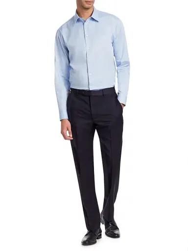 Emporio Armani Men's Navy Wool Trousers - Navy | Thumbnail 2