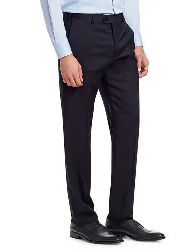 Emporio Armani Men's Navy Wool Trousers - Navy | Thumbnail 4