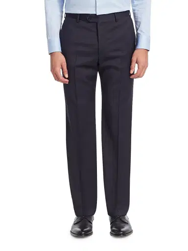 Emporio Armani Men's Navy Wool Trousers - Navy | Thumbnail 1
