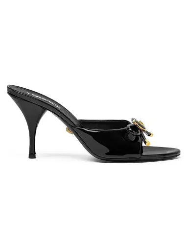 Versace Women's Opera Bow 85MM Patent Leather Mules - Black Gold - Size 7 | Thumbnail 2 Versace Women's Opera Bow 85MM Patent Leather Mules - Black Gold - Size 7 | Thumbnail 2