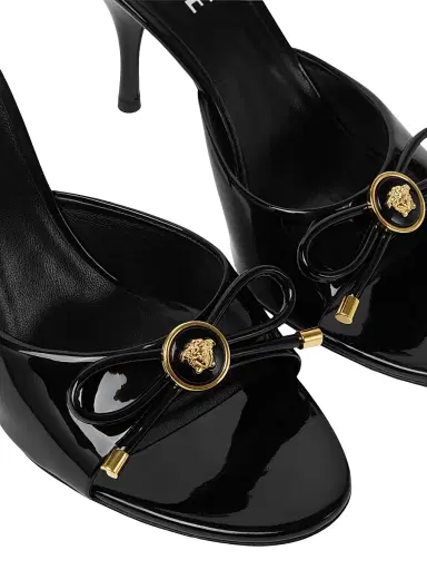Versace Women's Opera Bow 85MM Patent Leather Mules - Black Gold - Size 7 | Thumbnail 3 Versace Women's Opera Bow 85MM Patent Leather Mules - Black Gold - Size 7 | Thumbnail 3