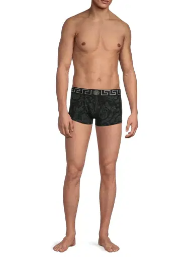 Versace Men's Stretch Cotton Boxer Briefs - Black Grey - Size XL | Thumbnail 2 Versace Men's Stretch Cotton Boxer Briefs - Black Grey - Size XL | Thumbnail 2