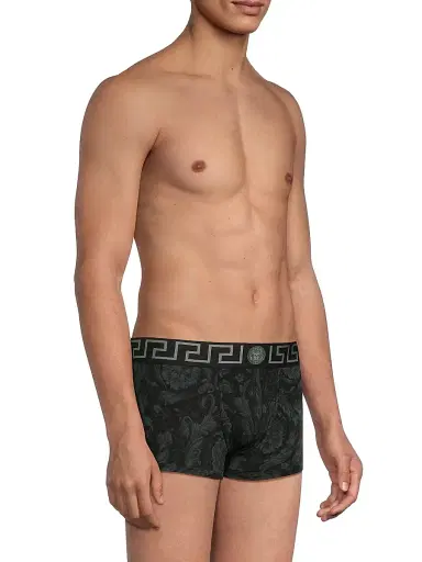 Versace Men's Stretch Cotton Boxer Briefs - Black Grey - Size XL | Thumbnail 4 Versace Men's Stretch Cotton Boxer Briefs - Black Grey - Size XL | Thumbnail 4