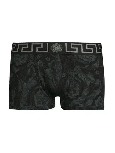 Versace Men's Stretch Cotton Boxer Briefs - Black Grey - Size XL | Thumbnail 1 Versace Men's Stretch Cotton Boxer Briefs - Black Grey - Size XL | Thumbnail 1