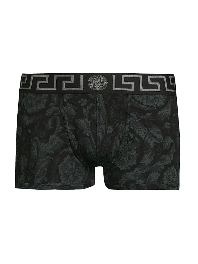 Versace Men's Stretch Cotton Boxer Briefs - Black Grey