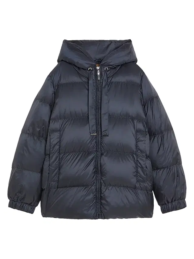 Max Mara Women's Down Jacket in Water Repellent Canvas - Midnightblue