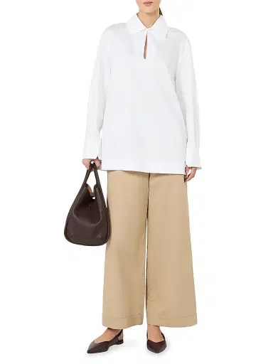 MM Max Mara Women's Cotton Satin Shirt - Optical White - Size 14 | Thumbnail 2