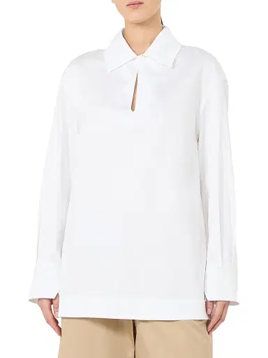 MM Max Mara Women's Cotton Satin Shirt - Optical White - Size 14 | Thumbnail 3