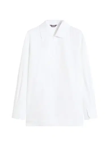 MM Max Mara Women's Cotton Satin Shirt - Optical White - Size 14 | Thumbnail 1