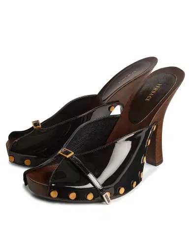 Versace Women's 105MM Studded Leather Clogs | Thumbnail 2 Versace Women's 105MM Studded Leather Clogs | Thumbnail 2