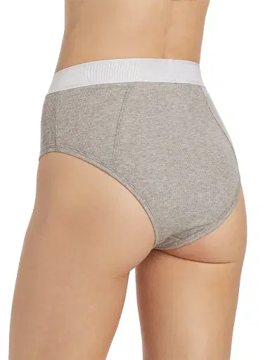 Versace Women's Ribbed Logo Brief - Grey Melanges - Size XL | Thumbnail 4 Versace Women's Ribbed Logo Brief - Grey Melanges - Size XL | Thumbnail 4