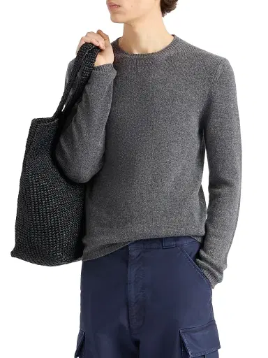 Prada Men's Cashmere Crewneck Sweater - Grey - Size 44 | Thumbnail 2 Prada Men's Cashmere Crewneck Sweater - Grey - Size 44 | Thumbnail 2