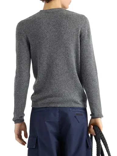 Prada Men's Cashmere Crewneck Sweater - Grey - Size 44 | Thumbnail 3 Prada Men's Cashmere Crewneck Sweater - Grey - Size 44 | Thumbnail 3