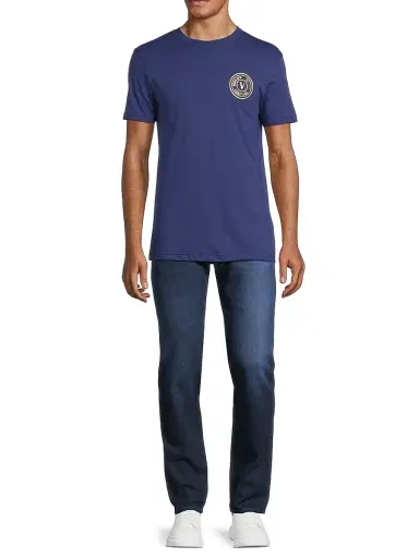 Versace Jeans Couture Men's Logo Cotton T-Shirt - Steel Blue Gold - Size XS | Thumbnail 2