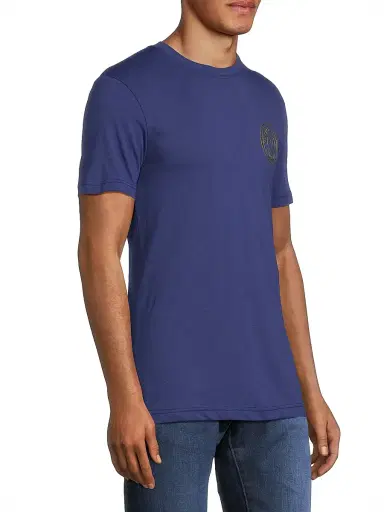 Versace Jeans Couture Men's Logo Cotton T-Shirt - Steel Blue Gold - Size XS | Thumbnail 4