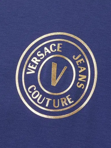 Versace Jeans Couture Men's Logo Cotton T-Shirt - Steel Blue Gold - Size XS | Thumbnail 6
