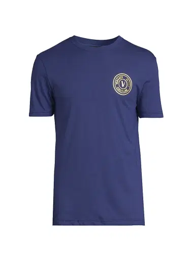 Versace Jeans Couture Men's Logo Cotton T-Shirt - Steel Blue Gold - Size XS | Thumbnail 1