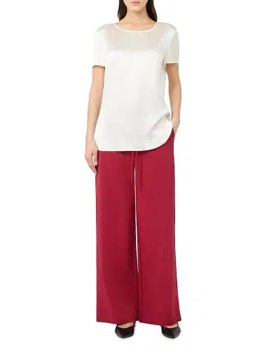 MM Max Mara Women's Silk Satin T-Shirt - White - Size 16 | Thumbnail 2