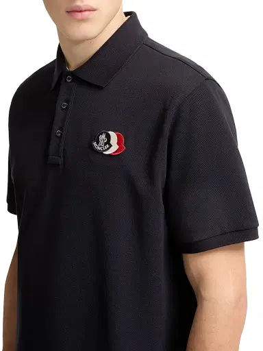 Moncler Men's Polo Shirt in Cotton Piquet - Dark Blue - Size XXXL | Thumbnail 4