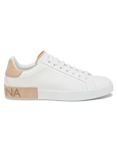 Dolce & Gabbana Men's Portofino Leather Sneakers - White Light Brown - Size 13 | Thumbnail 1 Dolce & Gabbana Men's Portofino Leather Sneakers - White Light Brown - Size 13 | Thumbnail 1