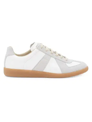 Maison Margiela Men's Replica Leather & Suede Sneakers - Off White | Thumbnail 1