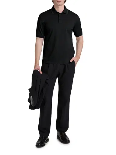 HERNO Men's Knit Cotton Polo Shirt - Blue Navy - Size XXL | Thumbnail 2
