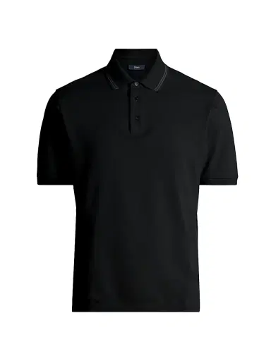 HERNO Men's Knit Cotton Polo Shirt - Blue Navy - Size XXL | Thumbnail 1