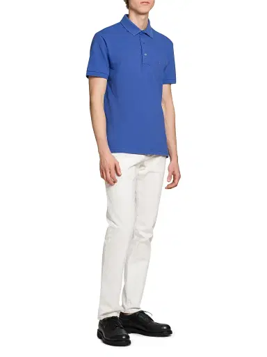 Etro Men's Piqué Cotton Polo Top - Cornflower | Thumbnail 2