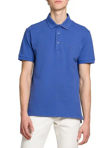 Etro Men's Piqué Cotton Polo Top - Cornflower | Thumbnail 3