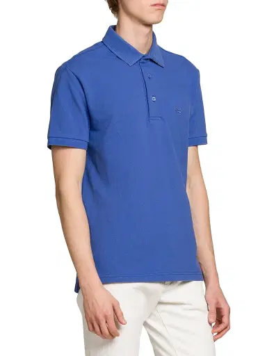 Etro Men's Piqué Cotton Polo Top - Cornflower | Thumbnail 4