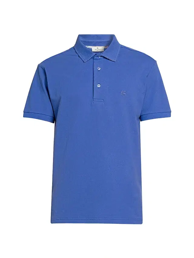 Etro Men's Piqué Cotton Polo Top - Cornflower