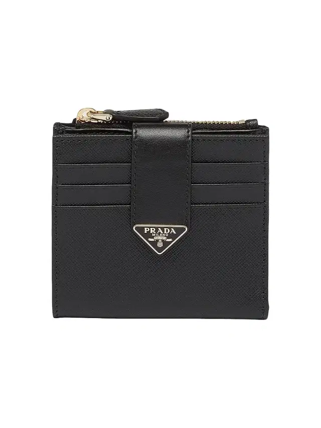 Women's  Saffiano and Smooth Leather Wallet - Black