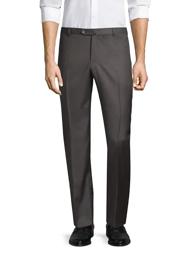 Isaia Men's Gregory Basic Wool Trousers - Charcoal