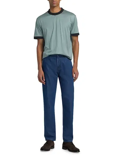 Emporio Armani Men's Contrast-Trim Jersey T-Shirt - Teal Navy | Thumbnail 2